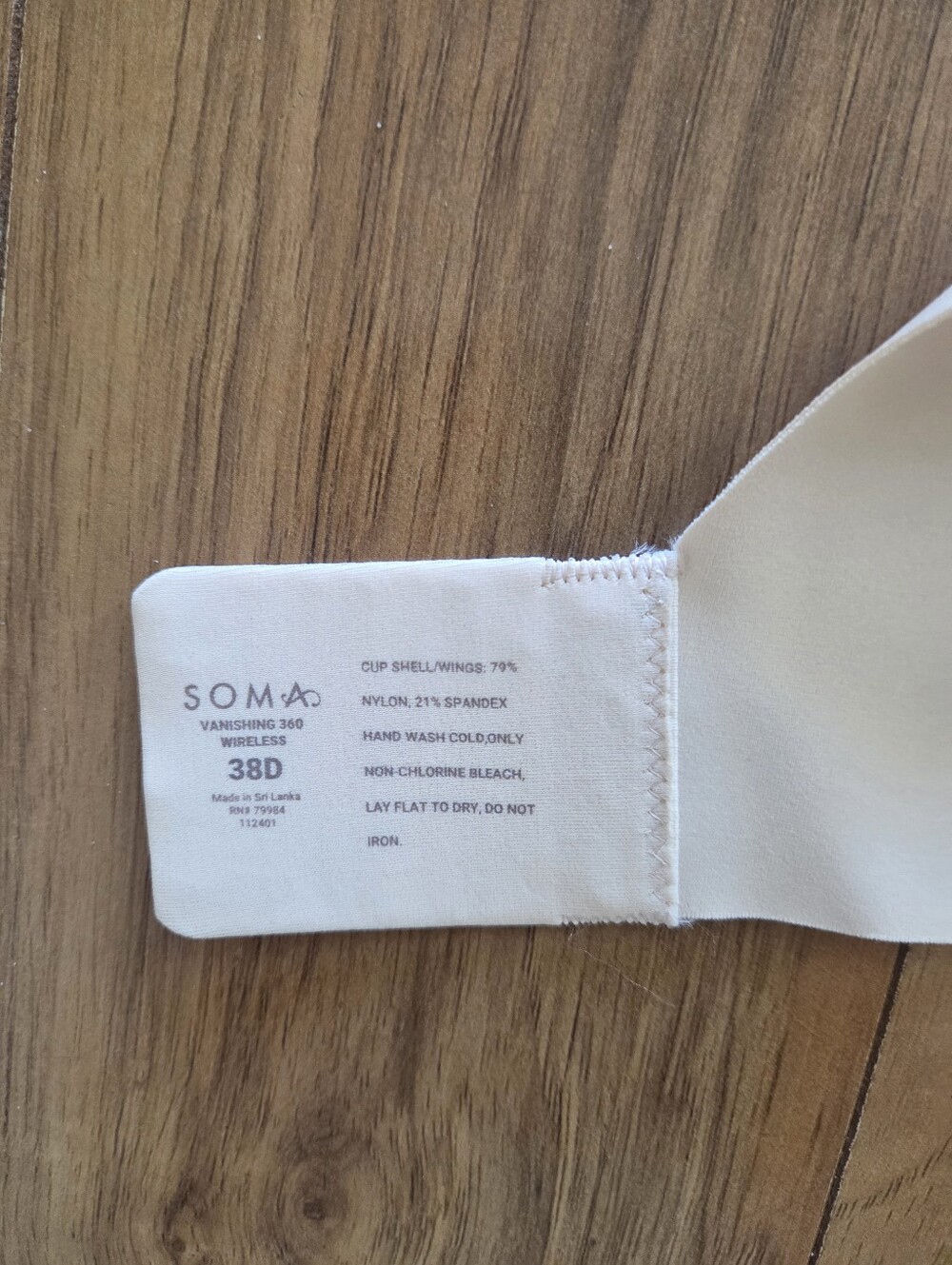 NEW Soma Vanishing 360 Wireless Bra Womens Size 38D Pale Sand Beige - Picture 6 of 8